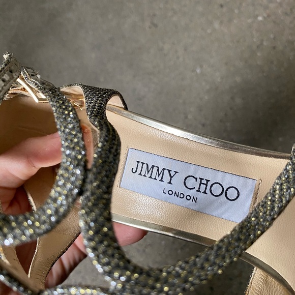 Jimmy choo lang golden glitter sandals heels - Picture 5 of 8